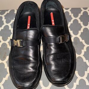 Prada Men's Black Leather Slip-On Loafers